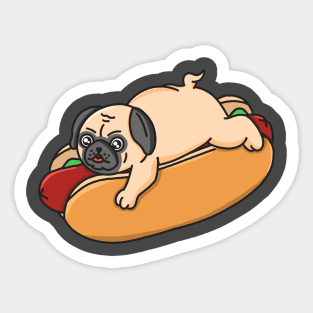 Hot Dog Pug Dog Sticker